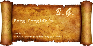 Berg Gorgiás névjegykártya